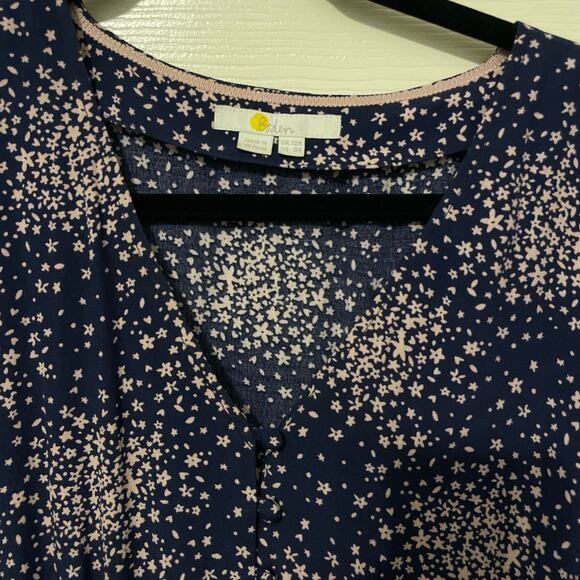 Boden Navy Pink Truro A-Line V Neck Floral Dress Size 8 - Picture 2 of 5